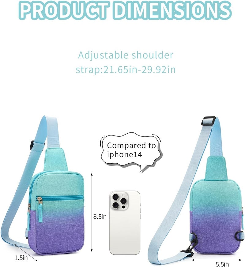 cotmcor Store Valentines Day Gifts for Kids: Fanny Pack Birthday Gift for 8 9 10 11 12 Year Old Teen Girls Trendy Stuff, Preppy Colorblock Crossbody Bag Adjustable Sling Belt Bags Purse for Travel Outdoor - Image 4